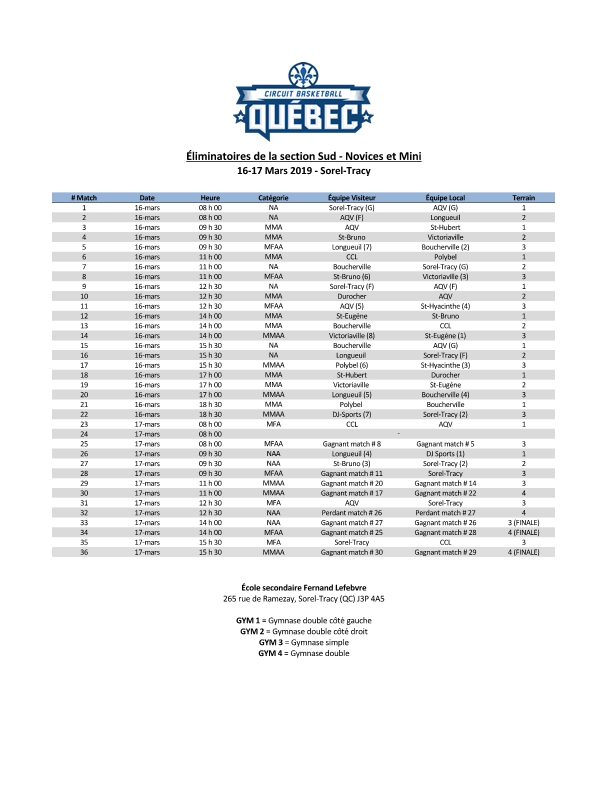 Horaire sonic Sorel tracy et cie