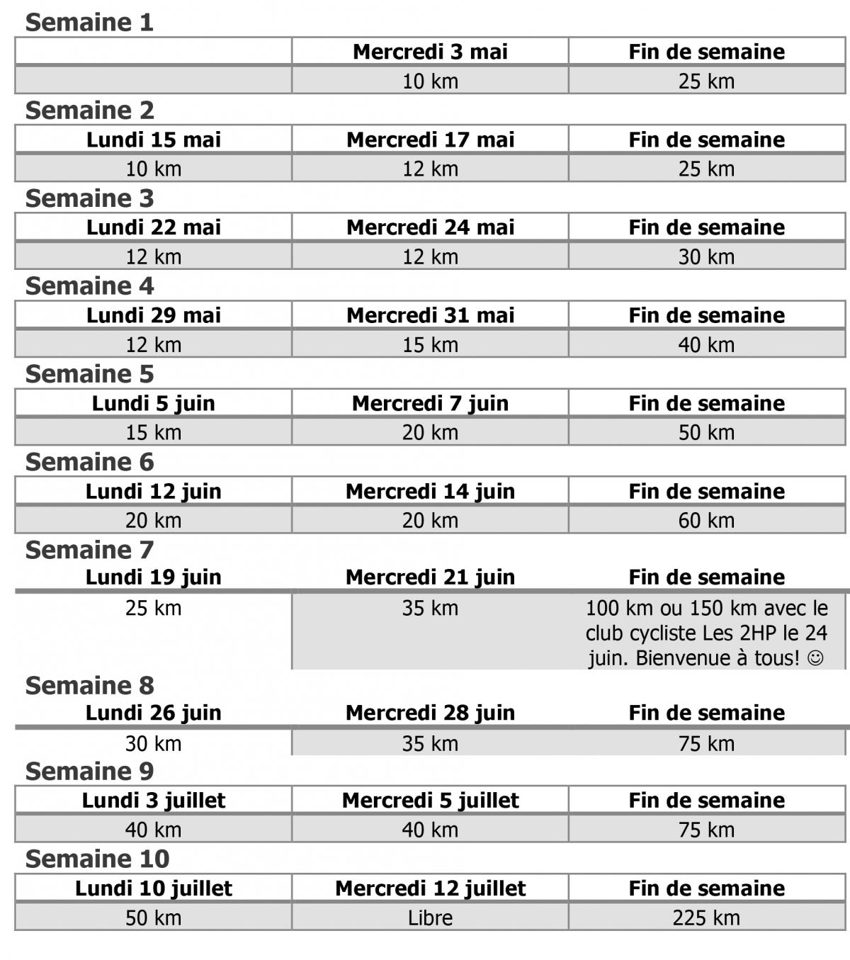 plan entrainement